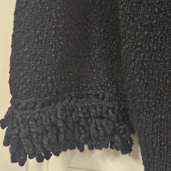 Cold water creek women cotton knit fringe  button front black cardigan size L - Picture 7 of 12